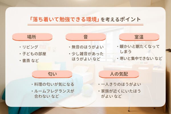 勉強しやすい環境は、人によって違う。押さえておきたいポイント